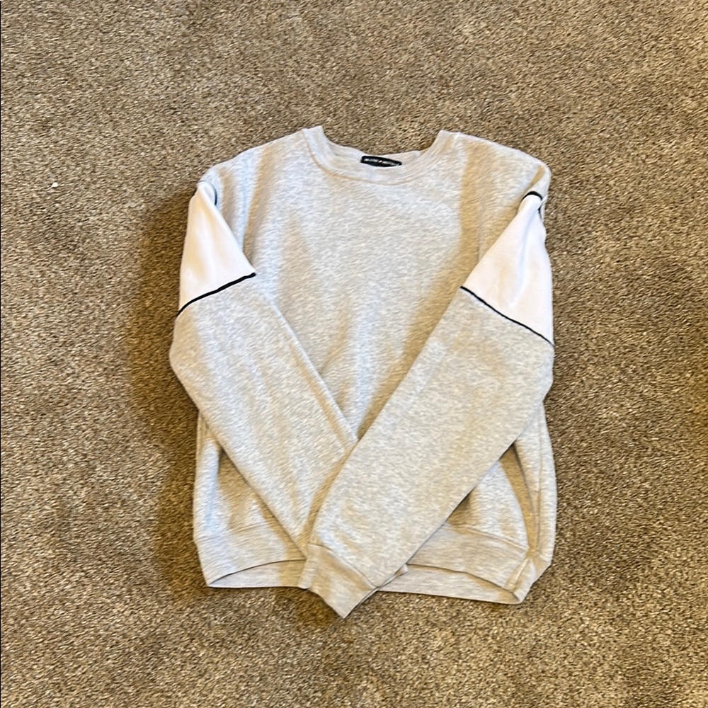 Gray Crewneck Sweatshirt with white sleeves